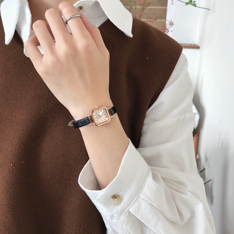 Đồng hồ mặt vuông phong cách retro Hàn Quốc thời trang sang trọng cho nữ