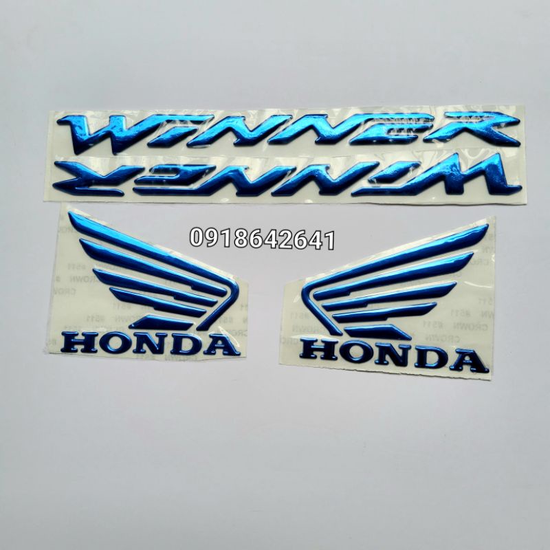 Combo tem chữ Winner như zin và cánh chim Honda nhựa dẻo