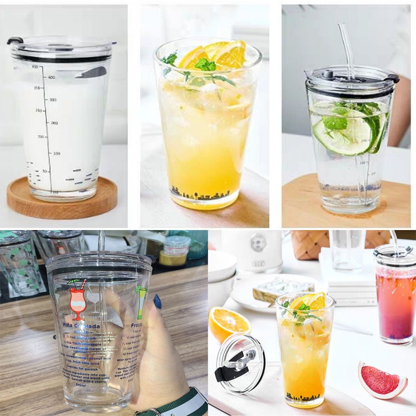 Ly Cốc Thủy Tinh Uống Trà Sữa Có Nắp TI0353 Không Kèm Ống Hút | BigBuy360 - bigbuy360.vn