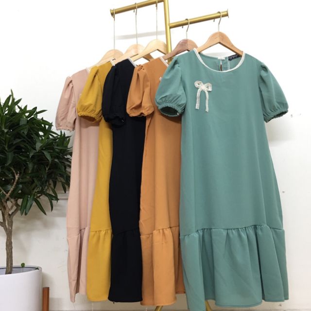 Đầm suông màu trơn