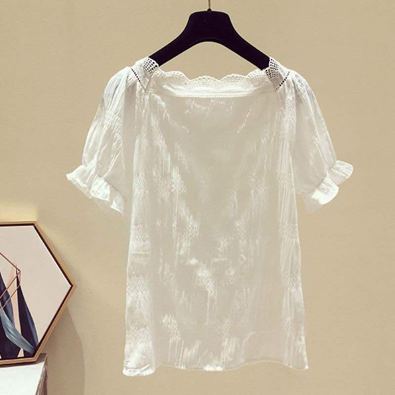 Áo Voan Tay Phồng Dáng Rộng Size Lớn Thời Trang Hàn Quốc Dành Cho Nữ S~4XL