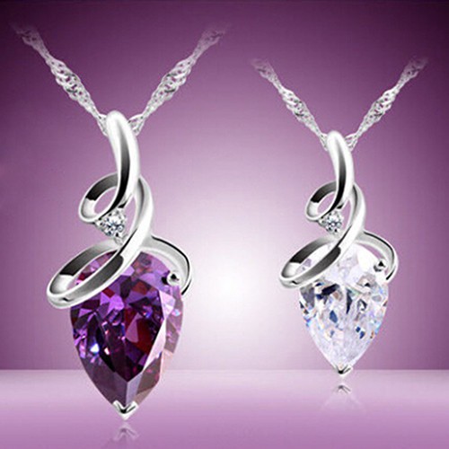 Vòng Cổ Choker Charm Mặt Zircon Xoắn Hình Giọt Nước Cho Nữ