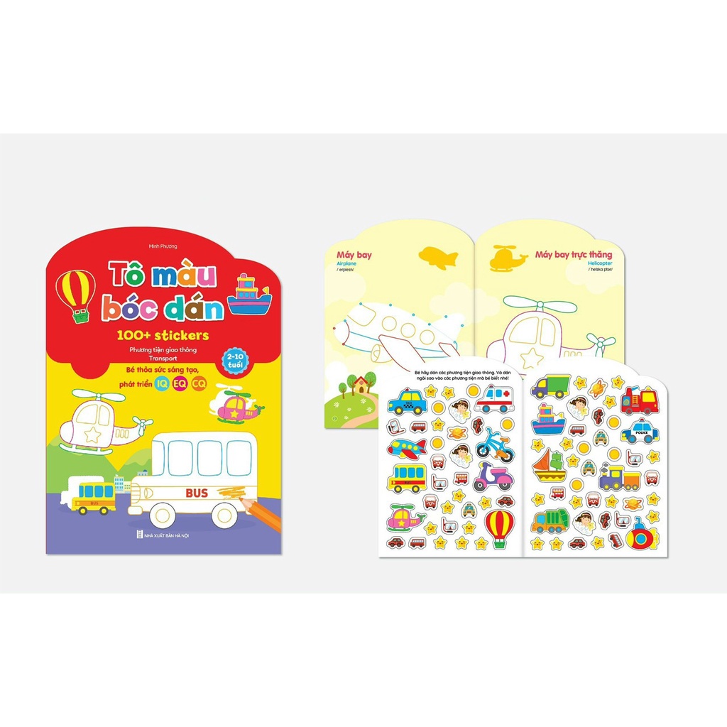 Sách - Bộ Tô Màu Bóc Dán 100+ Stickers (Song Ngữ Anh – Việt)