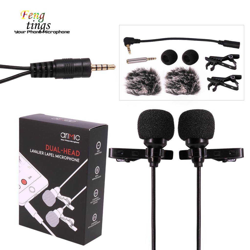 Bộ Micro 2 Đầu Có Kẹp Tiện Lợi Cho Điện Thoại Iphone Android