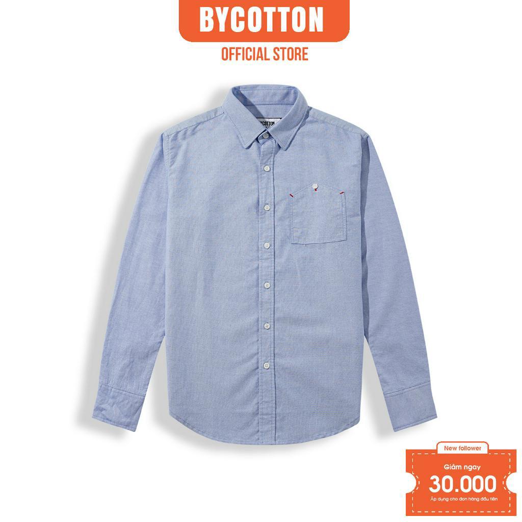 Áo Sơ Mi Nam Cao Cấp Trơn Light Blue Oxford With Pocket Mix Shirt BY COTTON