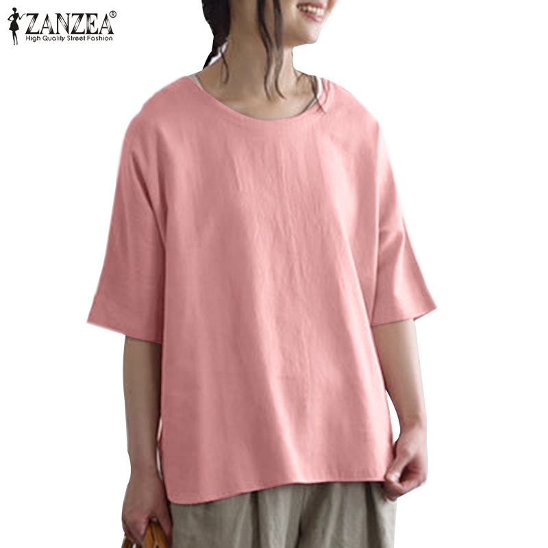 Áo thun ZANZEA tay lỡ xẻ tà thời trang dành cho nữ