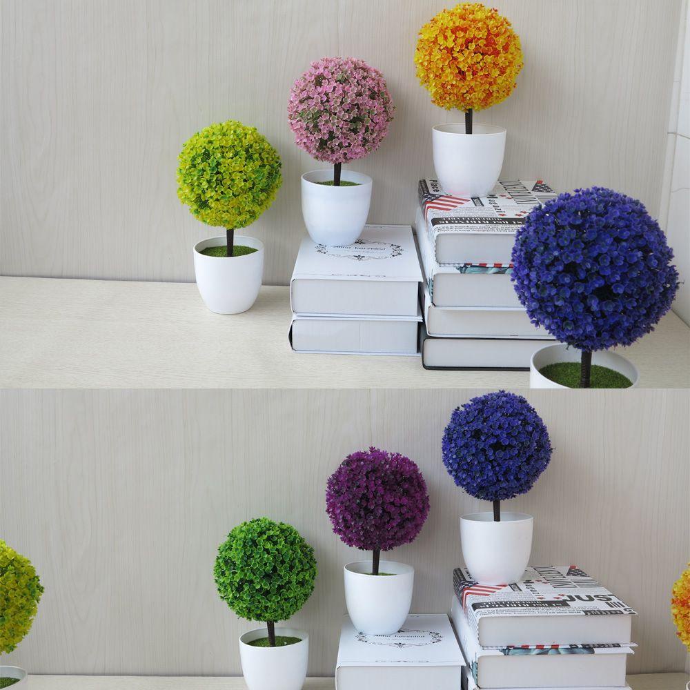 Chậu Cây Nhân Tạo Hình Tròn Nhiều Màu Độc Đáo Trang Trí Nhà Cửa/ Sân Vườn