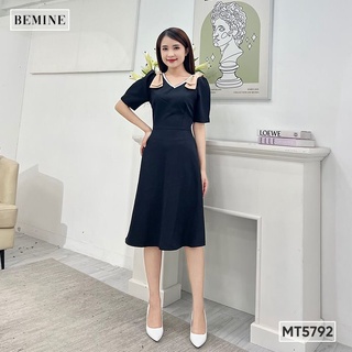 Đầm cổ tim phối nơ vai bemine mt5792