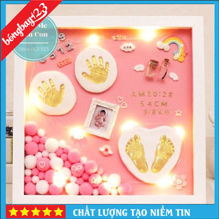 Bộ Khung Ảnh In Dấu Tay Chân Cho Bé, Khung Ảnh Đất Sét Siêu Đáng Yêu Cho Bé Trai Bé Gái 🍼🍬[ Khung Gỗ Cao Cấp]🍼🍬