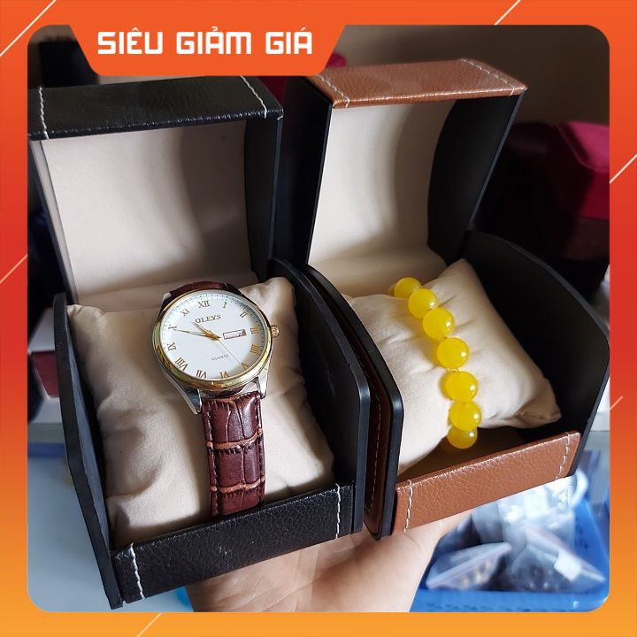 Hộp đựng đồng hồ nắp Cong nhựa da Pu JSP hộp đồng hồ kích thước 10*9*8cm.