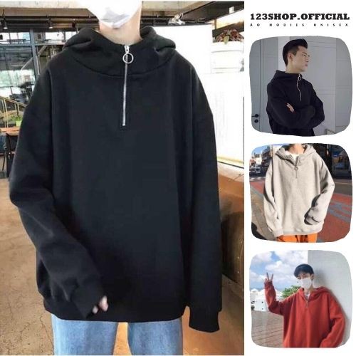 Hoodie Trơn Tránh Nắng Bụi 123SHOP Dành Cho Nam Cho Nữ Có Dây Kéo Cho Cặp Đôi Chất Unisex Phối Zip 3 Màu