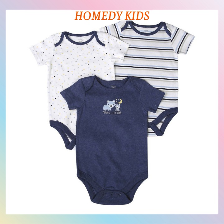 Bodysuit cho bé body chip cộc tay trẻ sơ sinh bộ áo liền quần cotton Cater mùa hè mềm mát Homedy Kids BD02