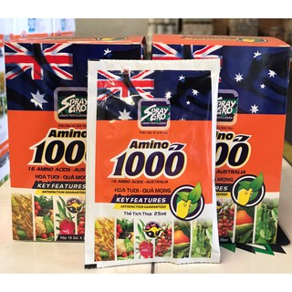 Phân bón lá Hữu cơ AMINO 1000 (gói 25ml) - Nuôi cây mập cành, dày lá, dưỡng hoa.
