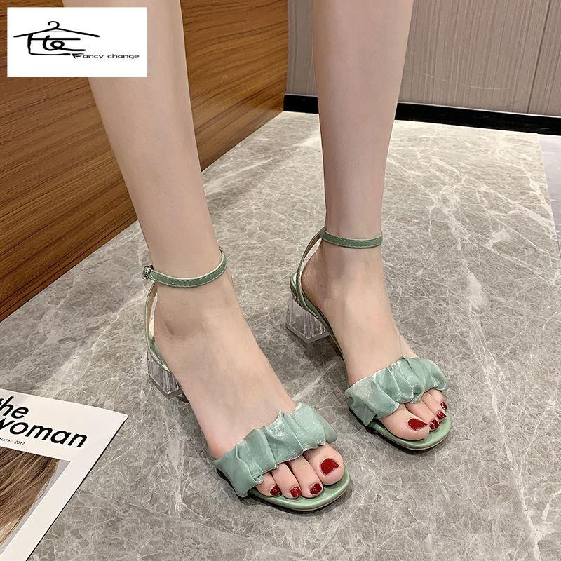 Giày Sandal Cao Gót Hở Ngón Quai Đính Đá Pha Lê Phong Cách Roman Hàng Mới 2022 Thời Trang Mùa Hè Dành Cho Bạn Nữ