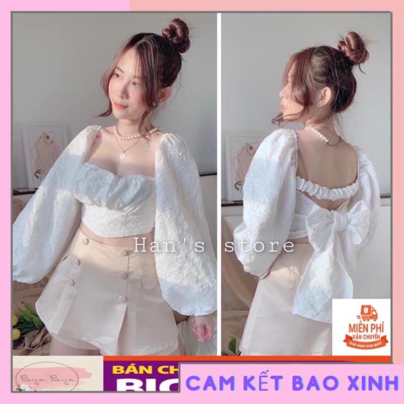 ÁO TIỂU THƯ TAY PHỒNG CỘT NƠ XINH CÓ MOD NGỰC M5 [Hàng Siêu Cấp]