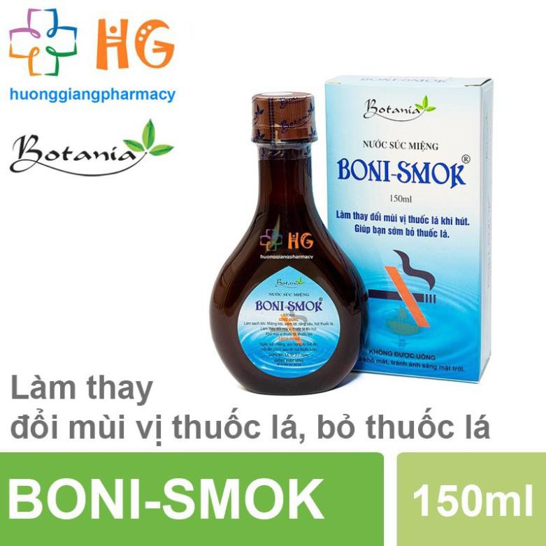 Boni Smok - Nước súc miệng giúp bỏ thuốc lá, khử mùi hôi miệng, chống sâu răng (Chai 150ml và 250ml)