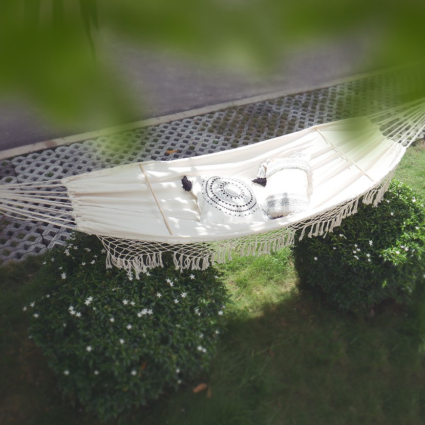 Võng Dài Canvas Tua Rua Trang Trí Đi Biển Picnic