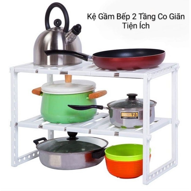 KỆ GẦM BẾP 2 TẦNG CO GIÃN ĐIỀU CHỈNH ĐỘ DÀI ĐA NĂNG TIỆN ÍCH