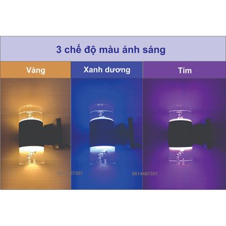 Đèn led trụ pha lê 2 đầu 3 chế độ màu phi 90 giọt nước- (vàng-xanh dương-tím)