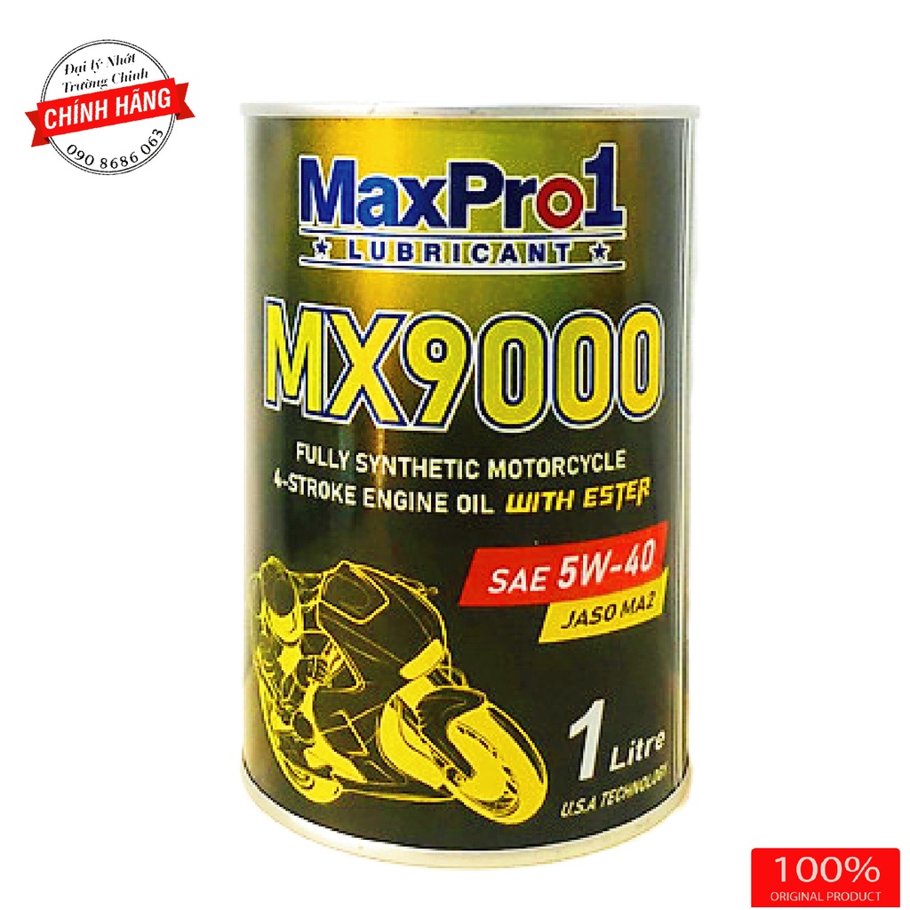 Nhớt tổng hợp Maxpro 1 MX9000 5W40 công nghệ Ester dành cho xe số, phân khối lớn