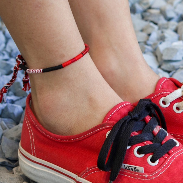 Vòng Chân/Vòng Tay TX's Handmade Circle Tông Đỏ - Phong Cách Vintage Cho Nam/Nữ - Nguyệt Huyết