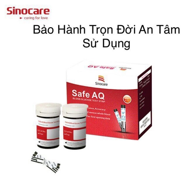 [SIEU SALE] * Máy Đo Đường Huyết Safe AQ Smart SINOCARE VIETNAM Tặng kèm 50 Que thử Và 50 Kim