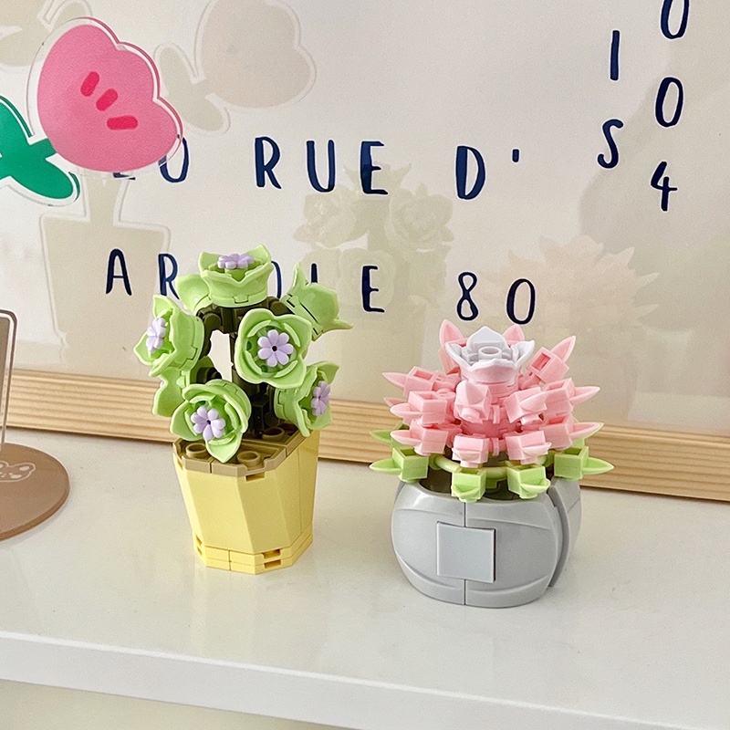 Khối Xếp Hình Bó Hoa Sáng Tạo DIY Dành Cho Trang Trí