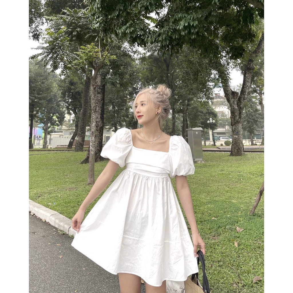 Váy babydoll A29 có dây thắt nơ sau lưng, đầm babydoll dáng xoè nhiều màu, tiểu thư, bánh bèo.