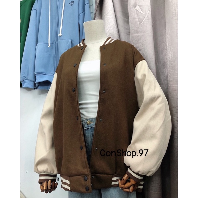 Áo Khoác Bomber Dạ Trần Phao Trơn Phối Tay Dáng Rộng Unisex Cho Cả Nam Nữ Chữ | BigBuy360 - bigbuy360.vn