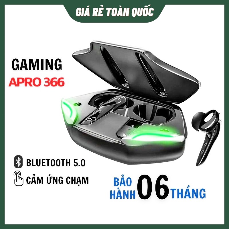 Tai Nghe Không Dây Bluetooth Gaming Apro366 5.0 TWS, Bass Mạnh Mẽ, Độ Trễ Cực Thấp Khi Chơi Game