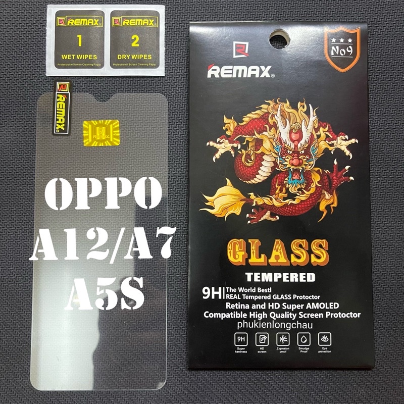 (R3)Miếng Dán Cường Lực Oppo A12 A7 A5s Trong Suốt Chính Hãng Remax