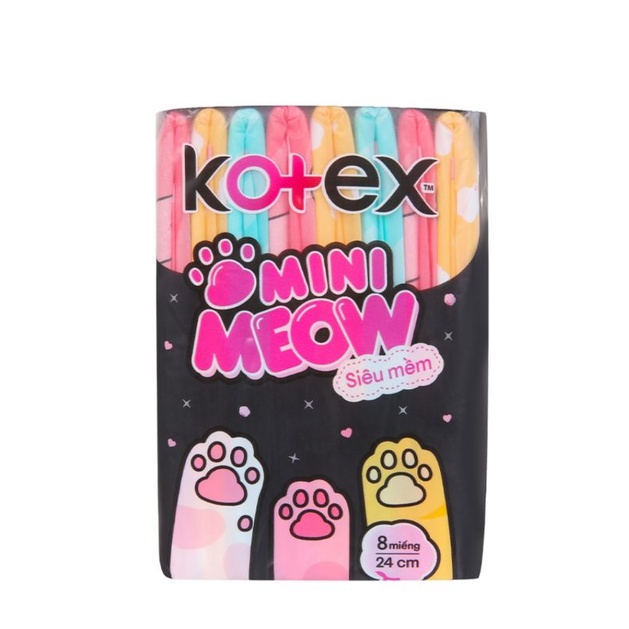 KOTEX MỎNG CÁNH MINI MEOW SIÊU MỀM, SIÊU MỎNG 