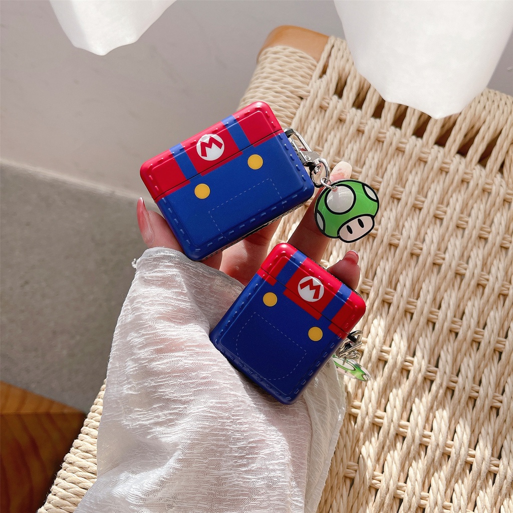 Vỏ Bảo Vệ Hộp Sạc Tai Nghe Bluetooth AirPods 1 2 pro 3 2021 gen3 Bằng Tpu Dẻo Họa Tiết Hoạt Hình Mario Dễ Thương Chống Sốc / Rơi