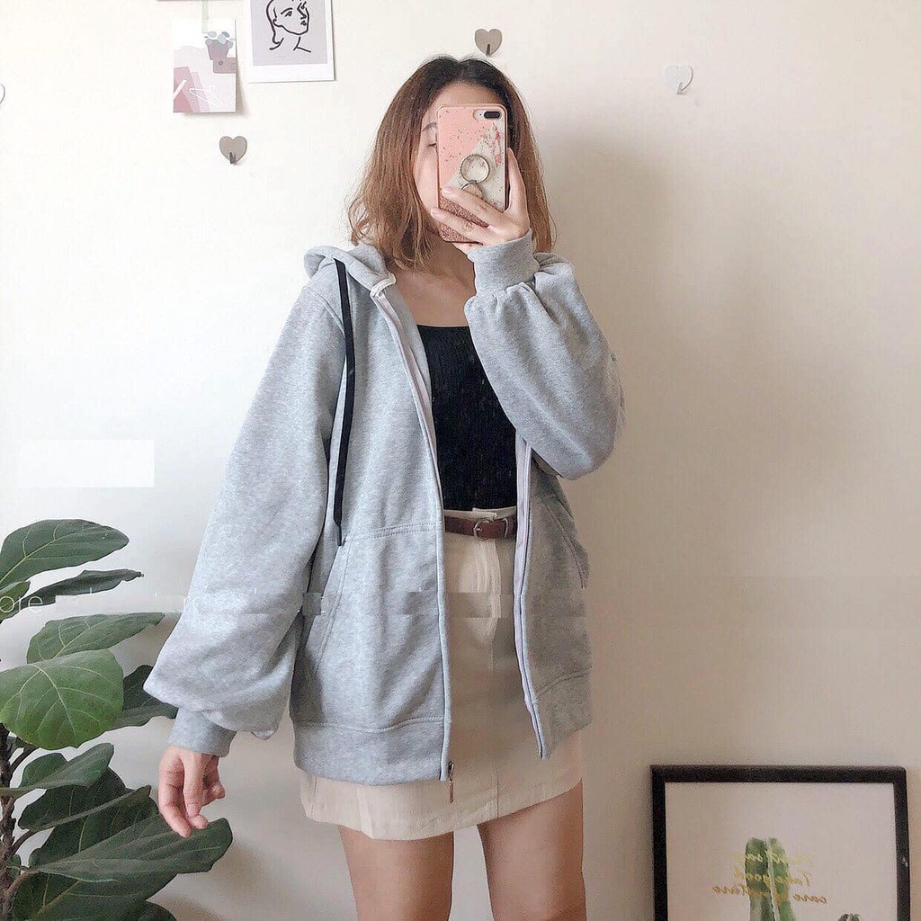 Áo khoác Hoodie chất nỉ form rộng dây kéo có mũ Hàn Quốc Áo jacket SIMPLE hot trend thu đông - GEN_ZOO