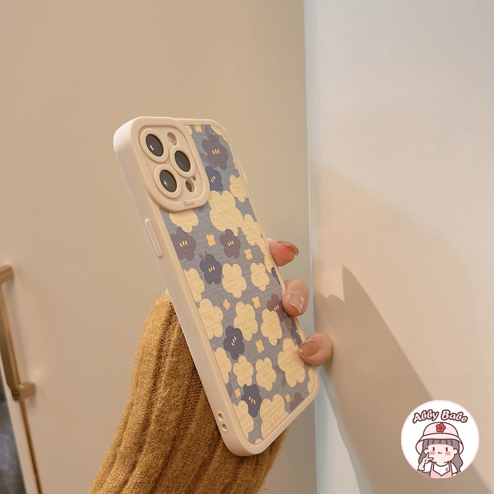 Ốp Điện Thoại TPU Mềm Chống Sốc Họa Tiết Tranh Sơn Dầu Hoa Xanh Dương Retro Cho IP 13 12 11 Pro Max XR 8 7 Plus