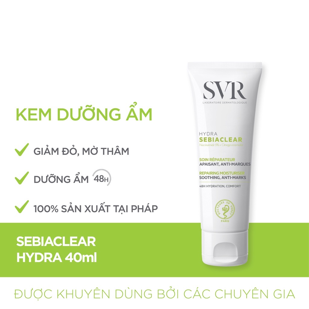 Kem dưỡng ẩm dành cho da dầu mụn, mờ vết thâm sau mụn SVR Sebiaclear Hydra 40ml
