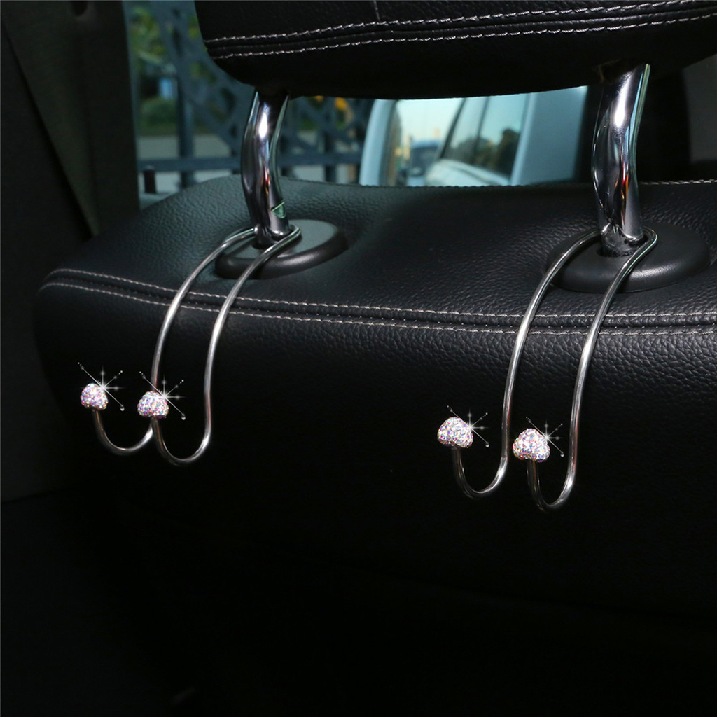 BOLILISHP 2Pcs Auto Seat Back Hangers Multifunctional Hidden Stainless Steel Peach Heart Car Headrest Hooks for Vehicle