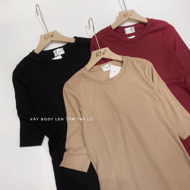 Đầm body tay lỡ nữ len tăm kiểu dáng bassic trẻ trung | BigBuy360 - bigbuy360.vn