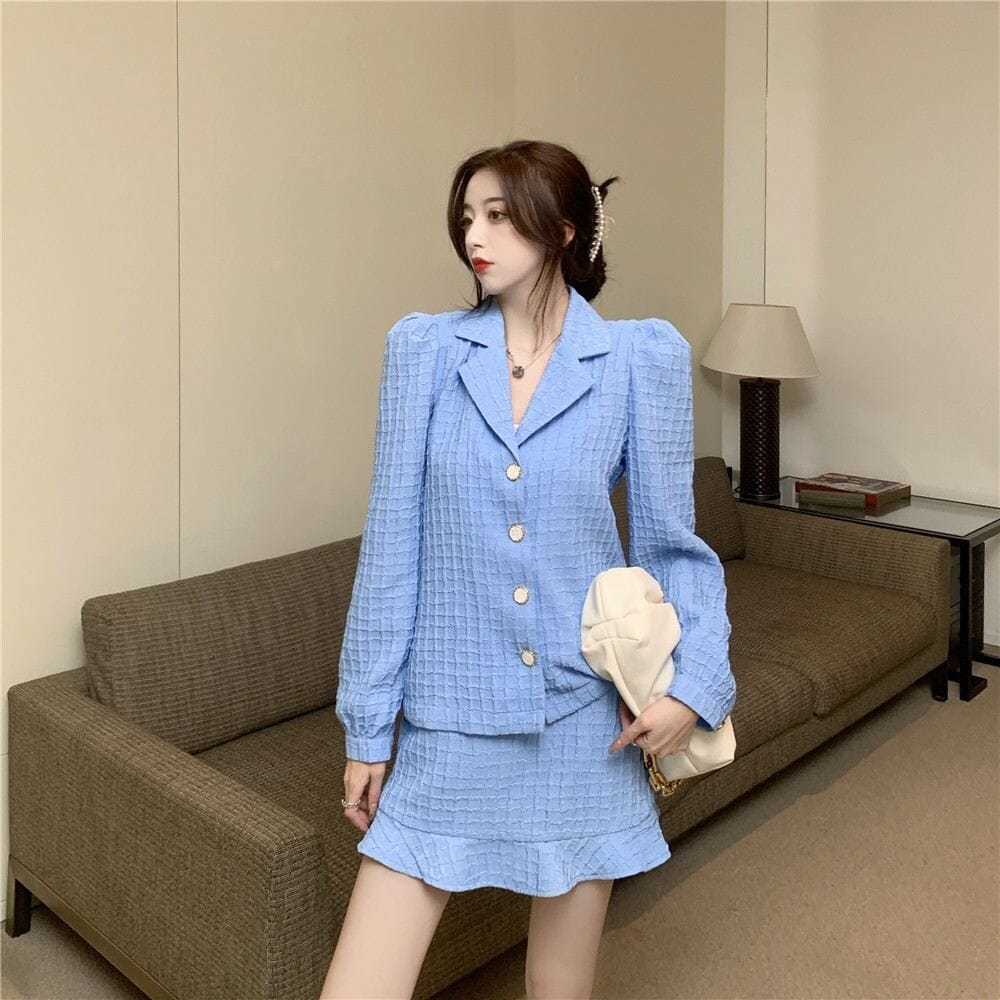 [Hàng Có Sẵn] Set Áo Váy Hai Mảnh Dáng Chữ A Ôm Dáng Phong Cách Hàn Quốc 2022