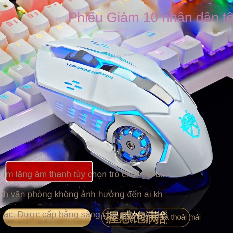 ✱▥Chuột không dây máy tính cơ Gaming-Bluetooth 2.4Ghz 2 trong 1-chất lượng cao-con LED chống ồn dễ thương có đèn