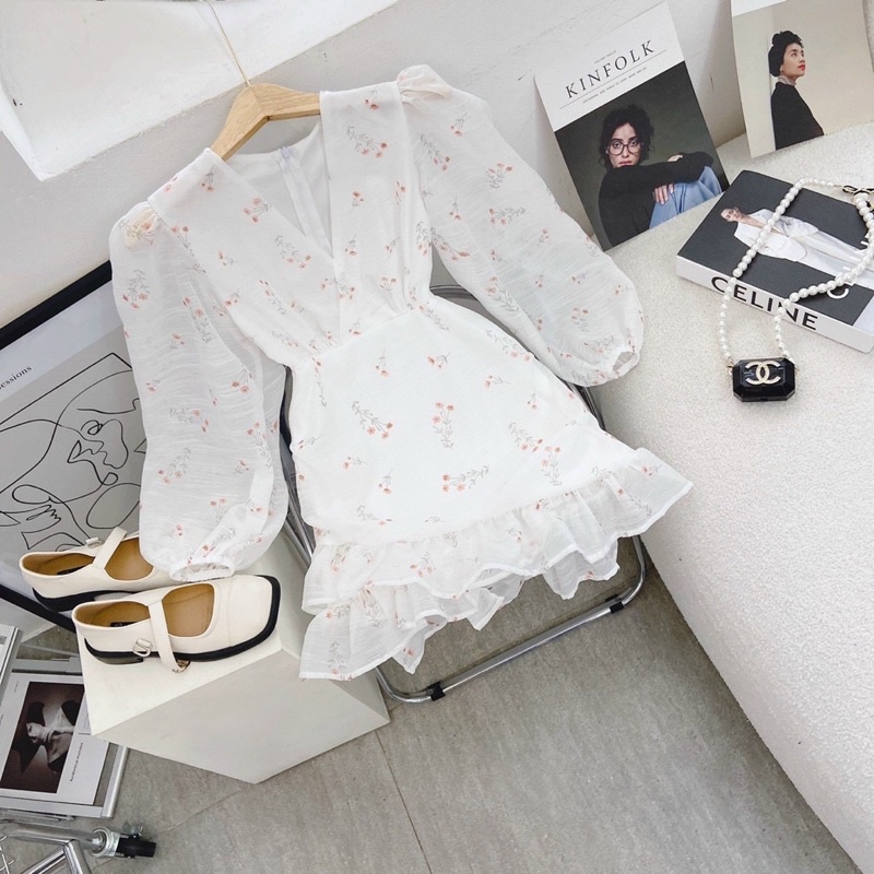 Đầm voan tơ hoa đắp chéo bèo siêu xinh