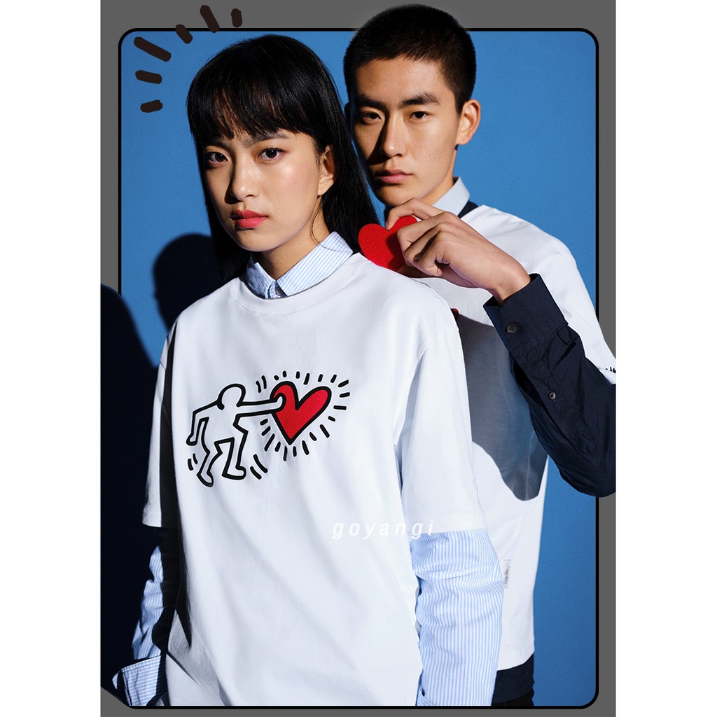 Áo thun goyangi Unisex Touch the heart form rộng oversize phong cách Hàn Quốc