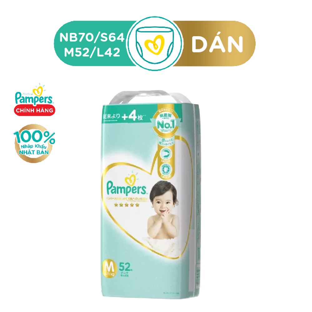 Tã Dán PAMPERS Nội Địa Cao Cấp Nhật (NB70 miếng, dưới 5kg/ S64 miếng, 4-8 kg/ M52 miếng, 6-11kg/ L42 miếng, 9-14kg)