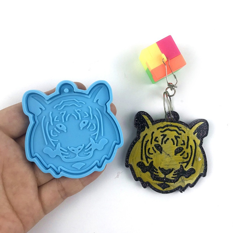Khuôn Silicone Làm Móc Khóa Hình Đầu Hổ Bằng Pha Lê Epoxy