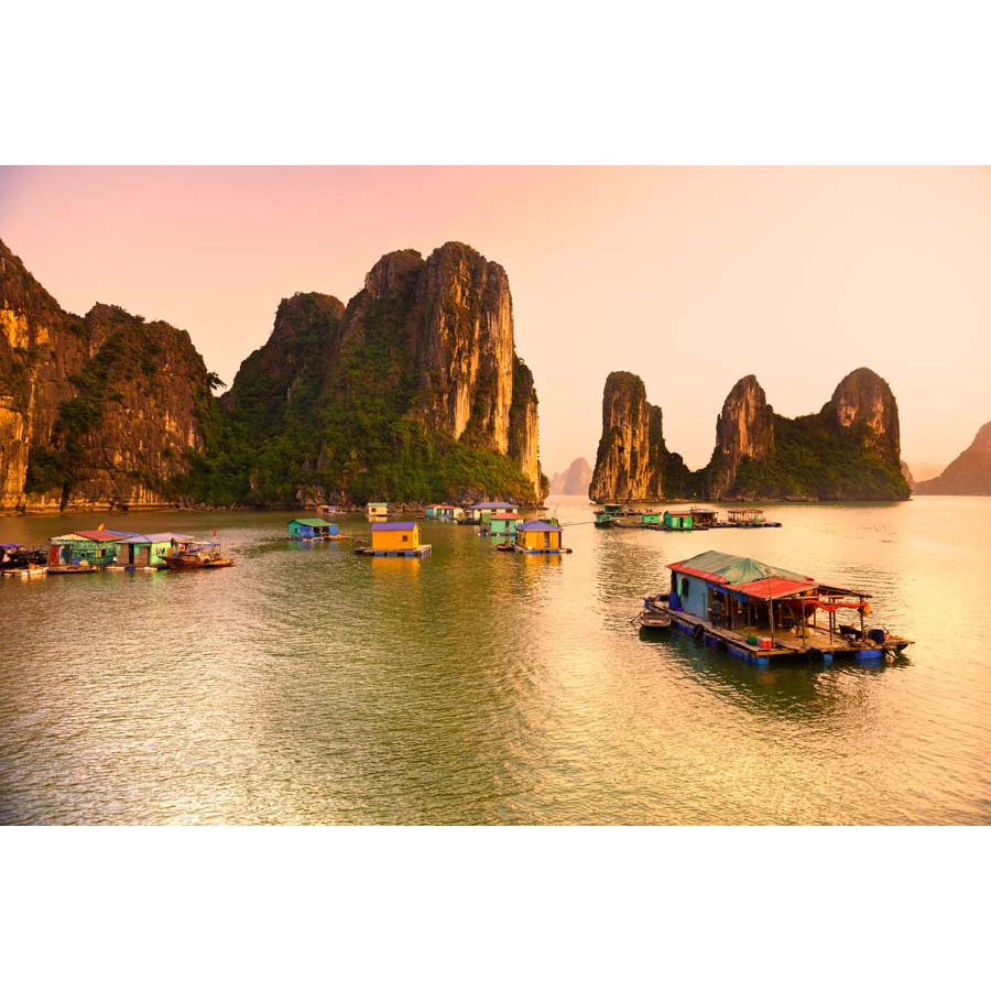 Tranh dán tường tổng hợp địa danh Việt Nam 3D Mực in không mùi, không hóa chất đảm bảo an toàn sức khỏe