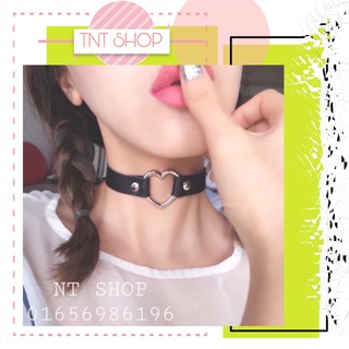 Vòng cổ choker khuyên tim 2in1