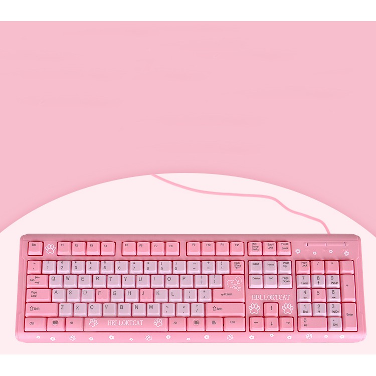 Bàn phím giả cơ HELLO KTCAT Màu hồng I Pink Keyboard Hello Kitty