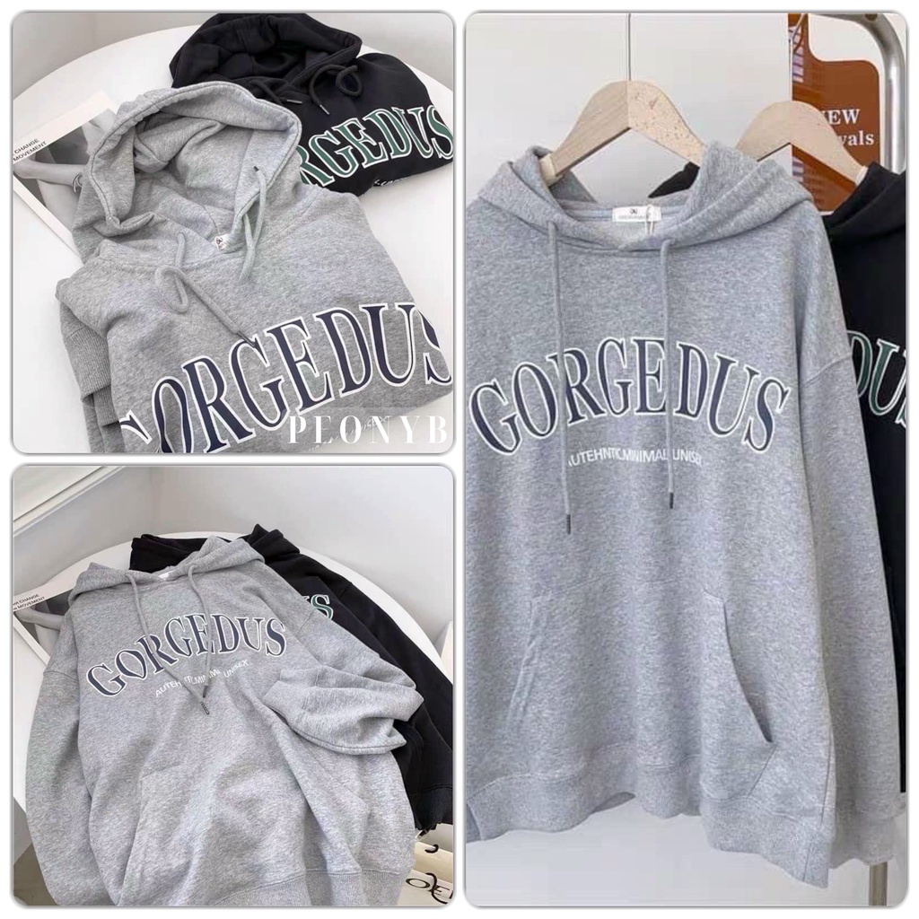 Áo hoodie nỉ ngoại Gorgedus [FREESHIP] Hoodies form rộng tay bồng kiểu dáng học sinh đường phố hàn quốc peonyb unisex