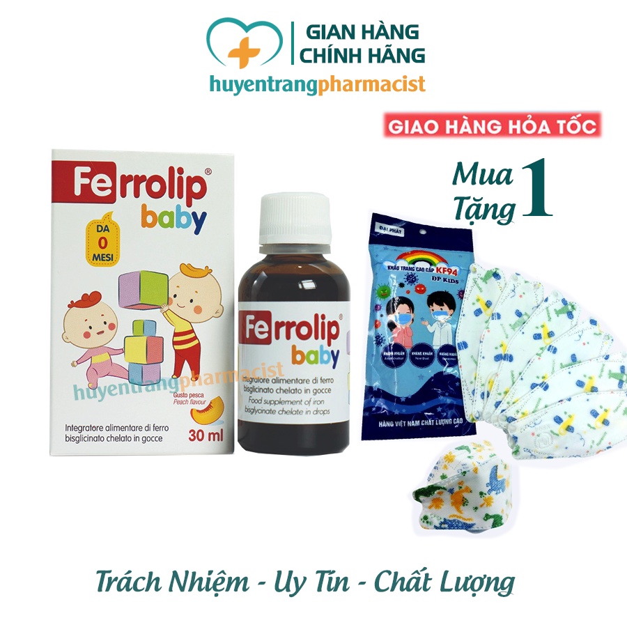 ✔️️️(Chính Hãng) Sắt Ferrolip Baby, bổ sung sắt hữu cơ cho bé (lọ 30ml)