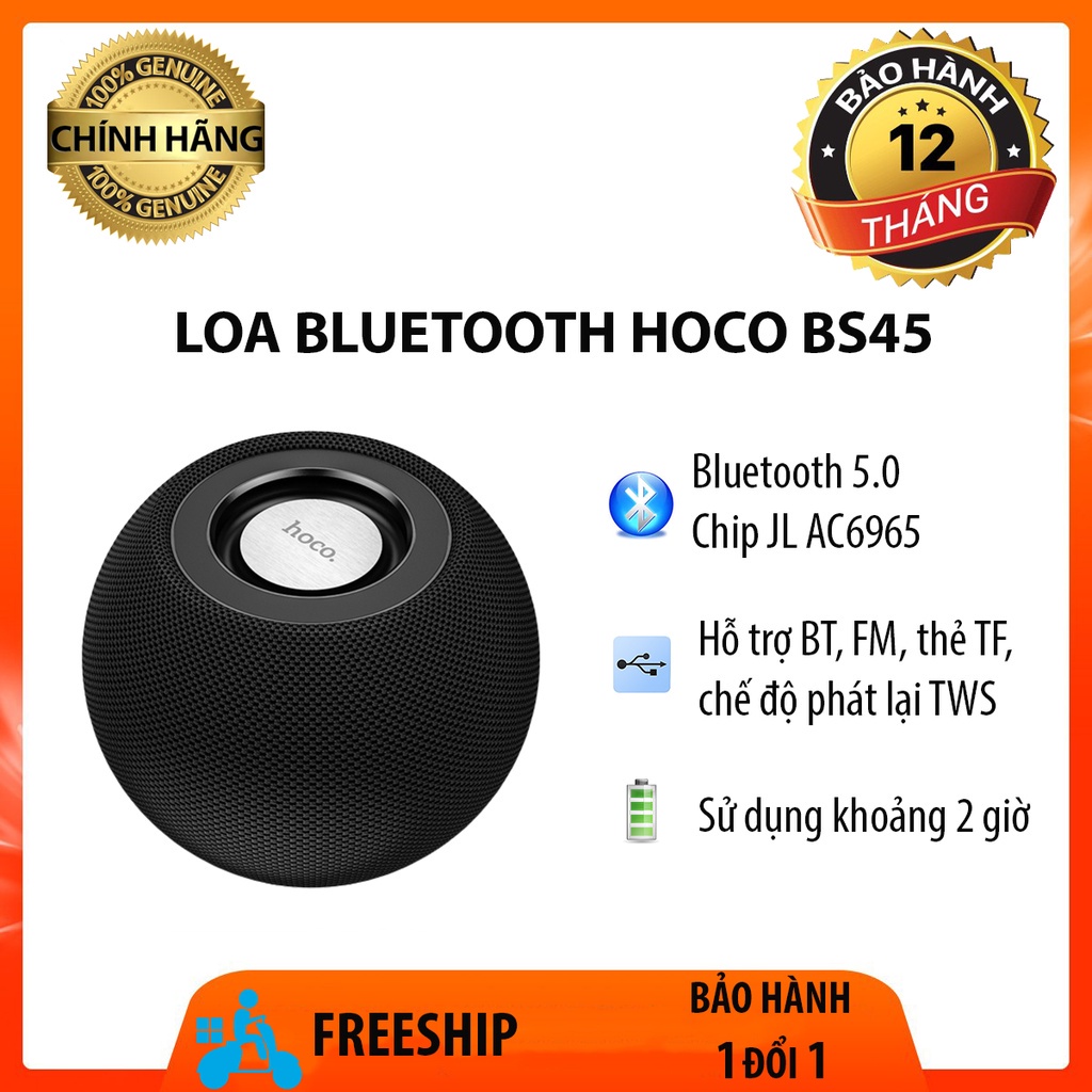 Loa Bluetooth Hoco BS45 Hỗ Trợ Bluetooth 5.0 TWS Âm Thanh Sống Động